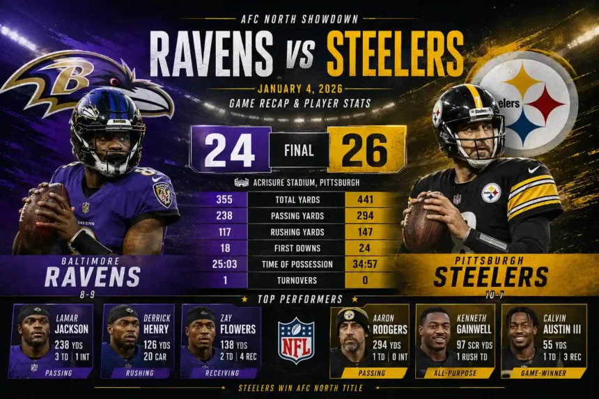 Baltimore Ravens vs Pittsburgh Steelers Match Player Stats